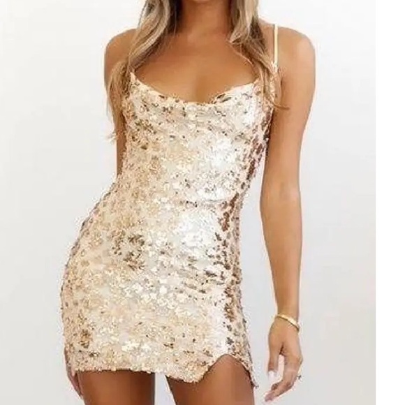 Hello Molly Dresses & Skirts - Hello Molly Gold Sequin mini dress size 4